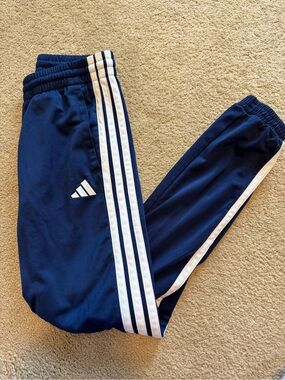 Adidas Navy Track Pants with White Stripes